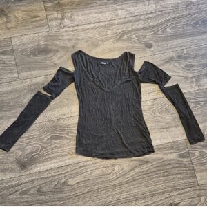 Michael Lauren Black Cold Shoulder Long Sleeve Top